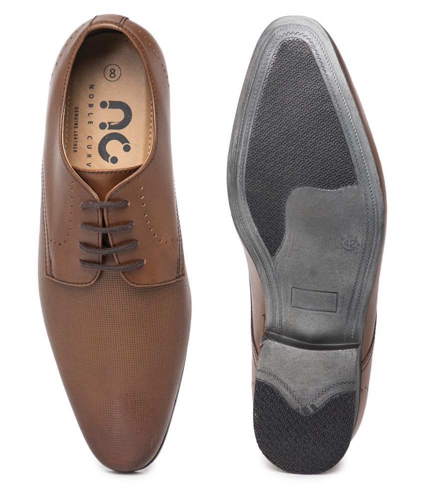 NOBLE CURVE Derby Genuine Leather Tan Formal Shoes Price NOBLE CURVE Derby Genuine Leather Tan Formal Shoes Price