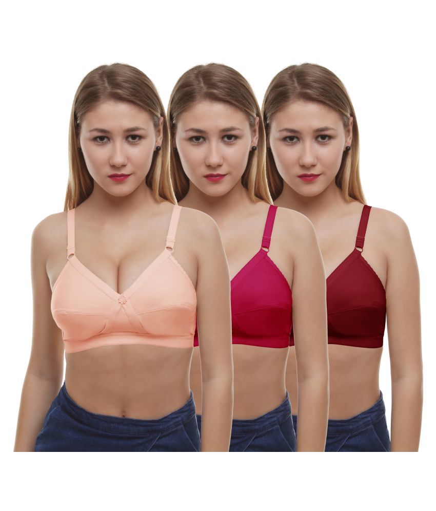     			Madam Pack of 3 Cotton Non Padded Women's Minimizer Bra ( Multi Color )