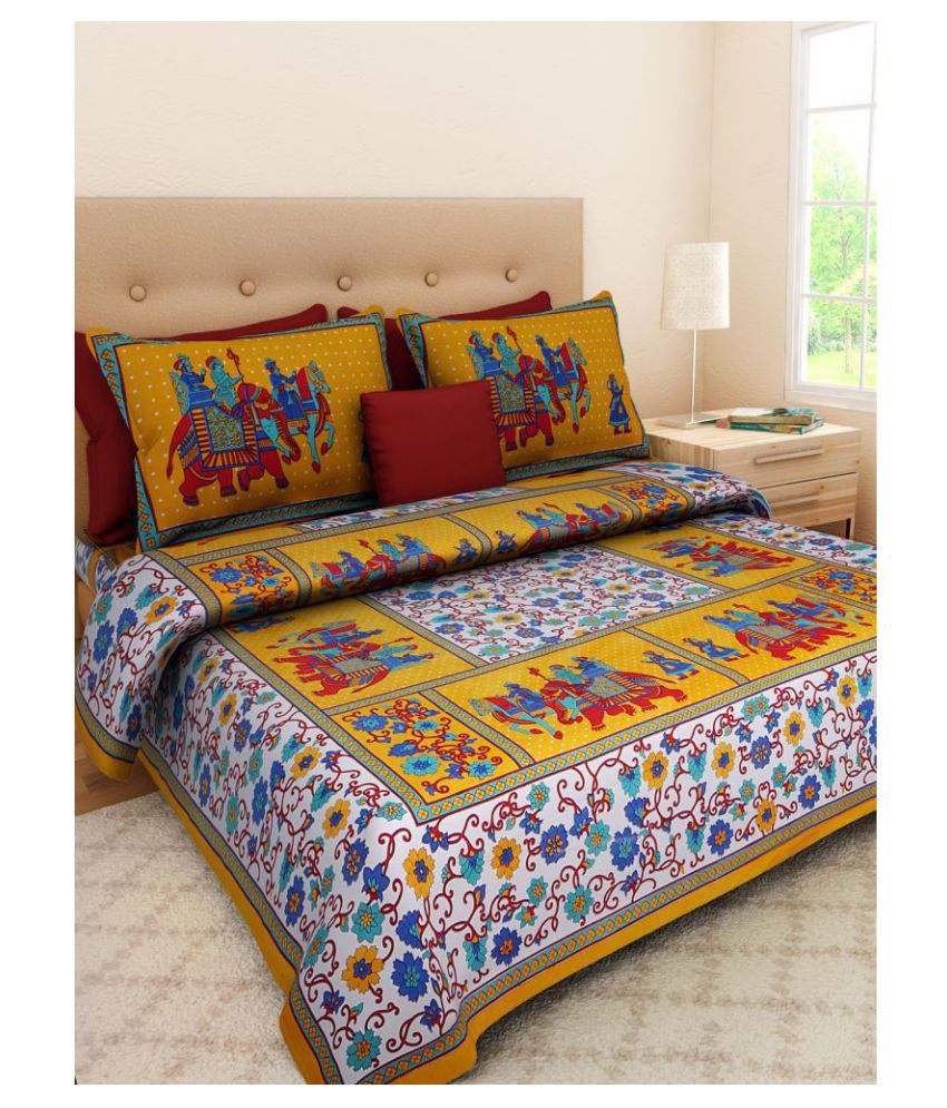     			Bombay Spreads Cotton Double Bedsheet with 2 Pillow Covers