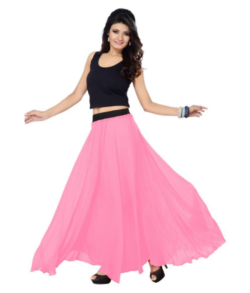     			Sttoffa Georgette A-Line Skirt - Pink