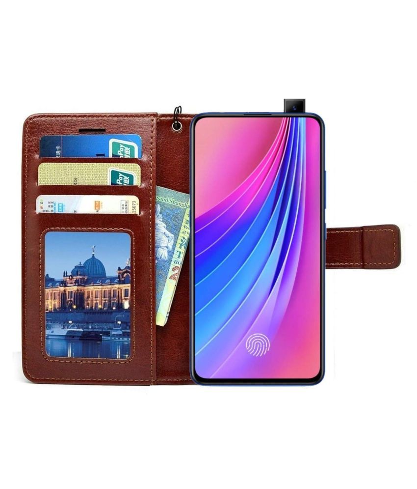 Vivo V15 Pro Flip Cover by Lenis - Brown - Flip Covers Online at Low