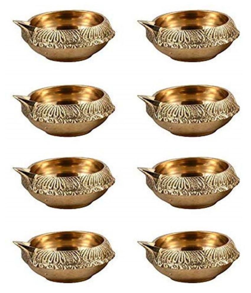     			Bansiwal Handmade Brass Diya Oil Kuber Deepak Jyot Dia Brass (Pack of 8) Table Diya Set  (Height: 1 inch)