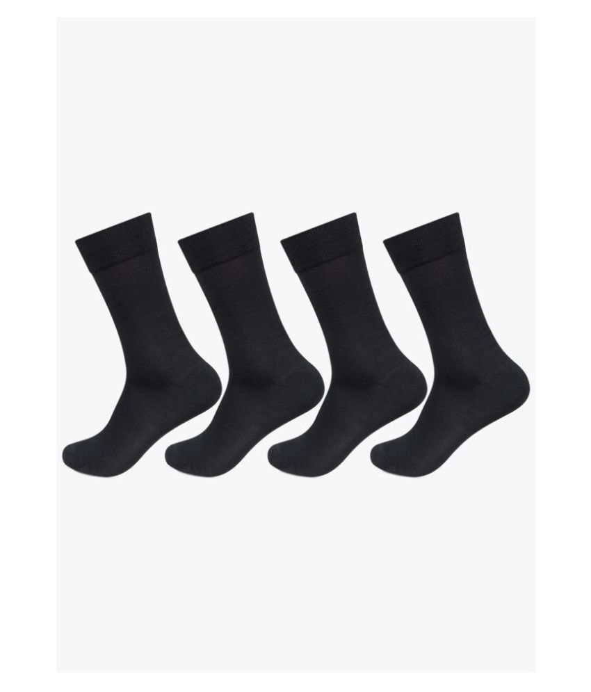     			Bonjour - Cotton Men's Solid Black Mid Length Socks ( Pack of 4 )