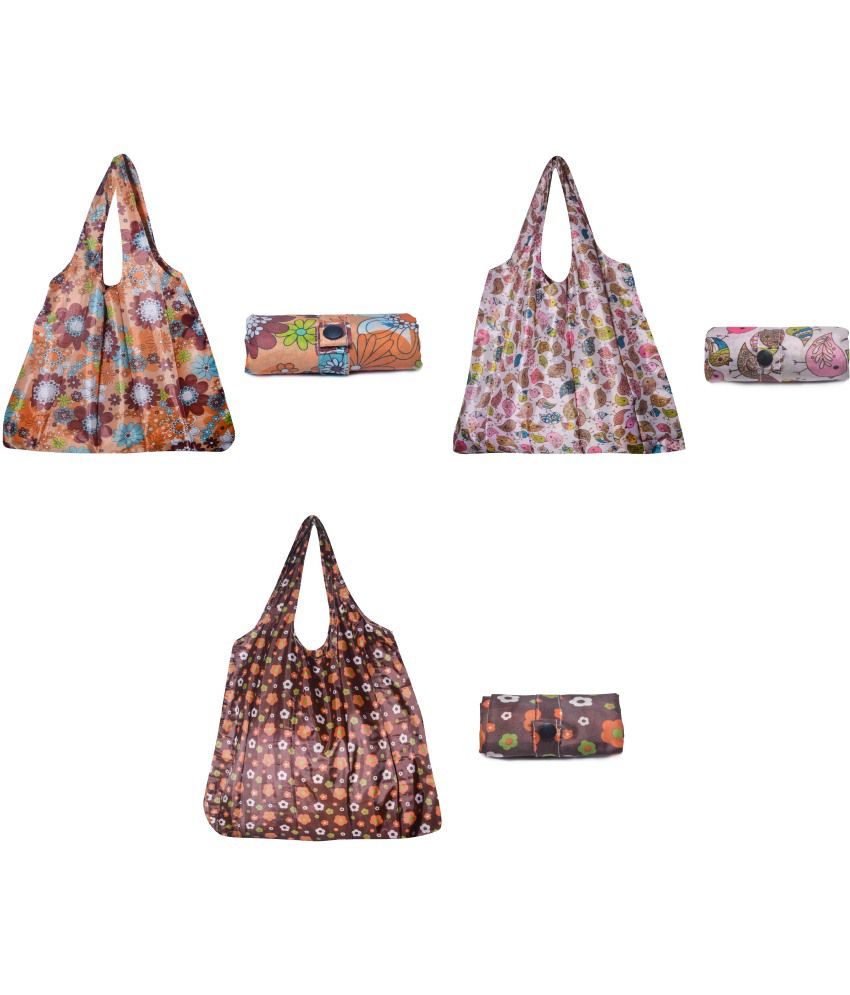 Jewelz Nylon Shopping Bag Set of 3 Foldable ,Pocket Size, Grocery ...