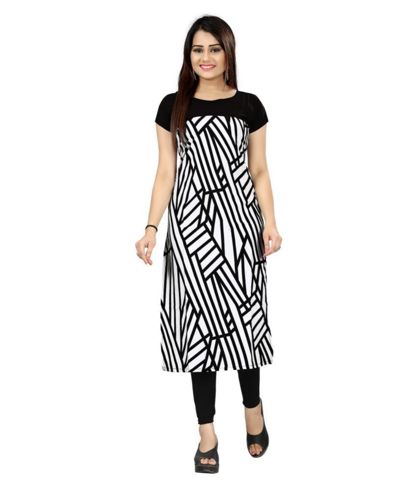     			DSK STUDIO White Crepe Straight Kurti