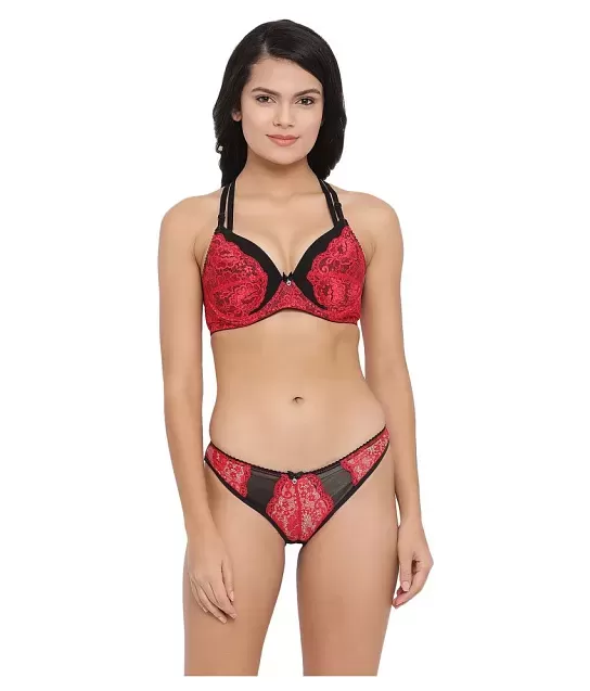 Buy Clovia Set of Non-Padded Underwired Lace Bra & Lace Bikini Online at  Low Prices in India 
