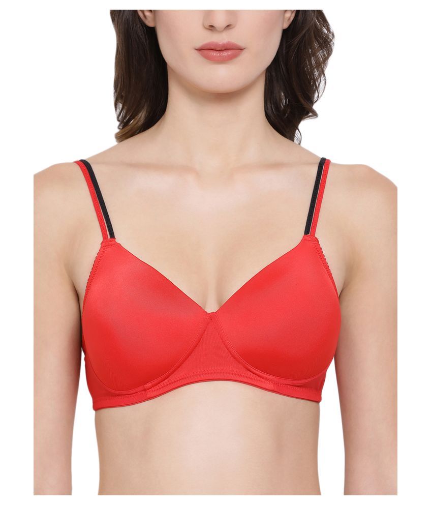     			Clovia Polyamide Lightly Padded Women's T-Shirt Bra ( Red )