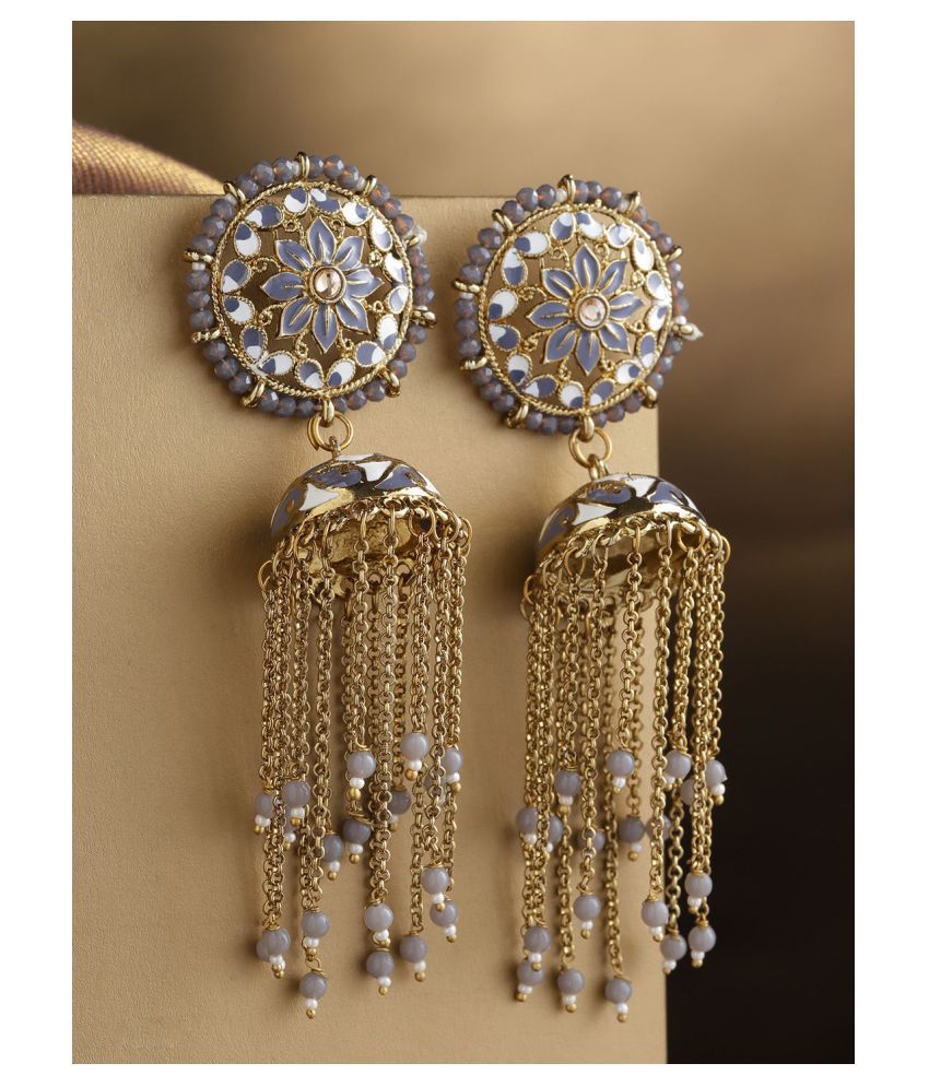     			Priyaasi Gold-Plated Traditional Drop Earrings with Artificial Stones for Women and Girls