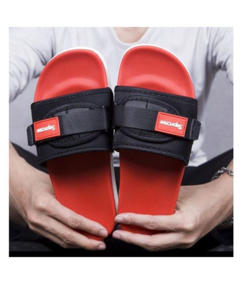 supreme slippers red