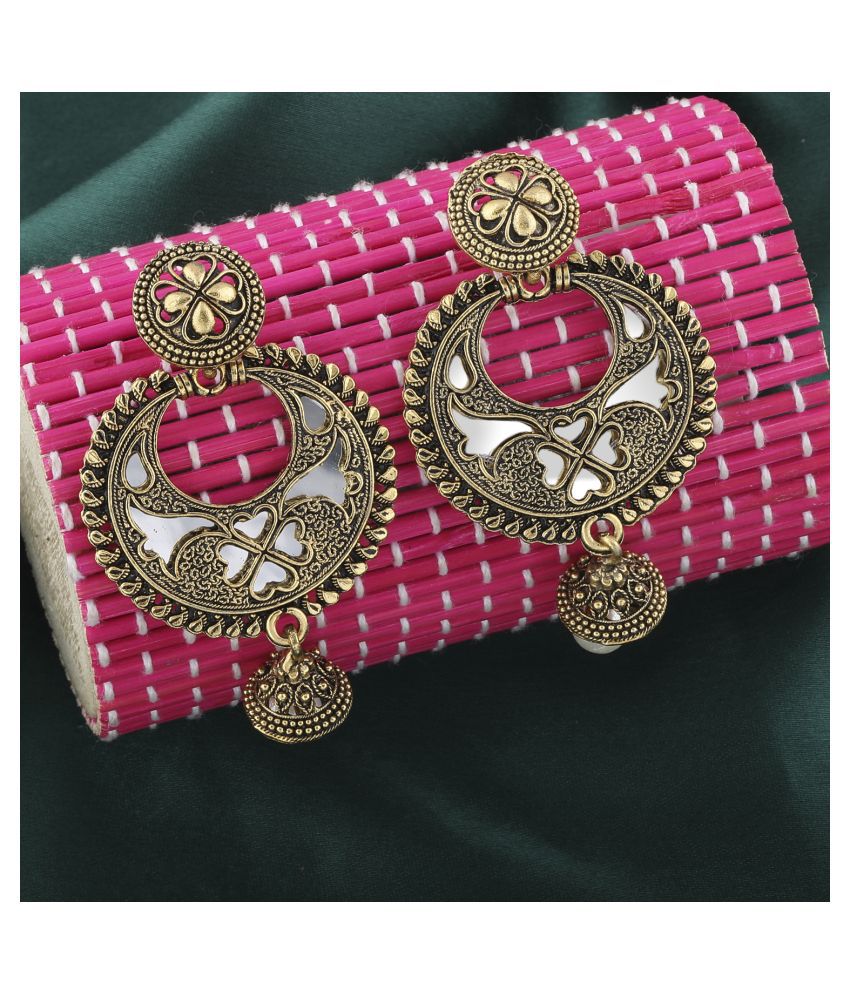     			Silver Shine Charming Golden Arabic Pearl Dangler Earrings for Women