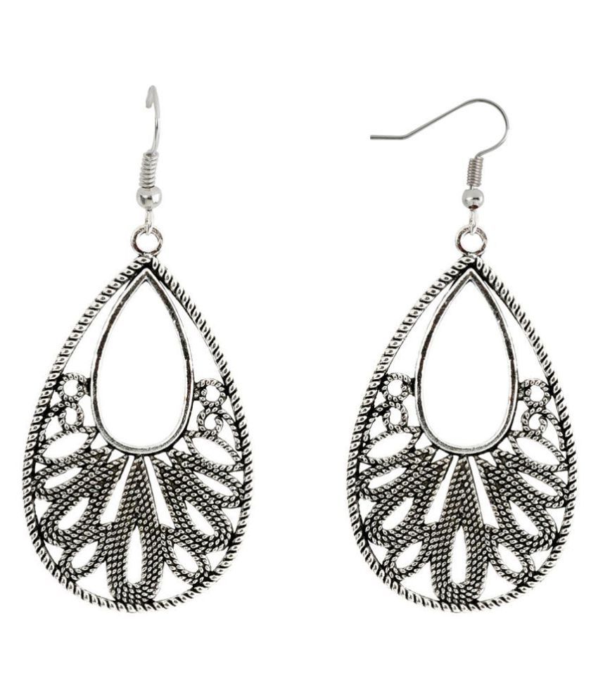     			Silver Shine Classic Silver Bautifully Water Drop Hollow Design Earring For Girls And Women