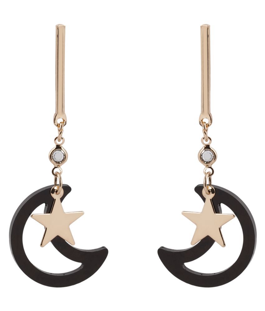     			Silver Shine Gorgeous Golden Half Moon Star Earrings for Women