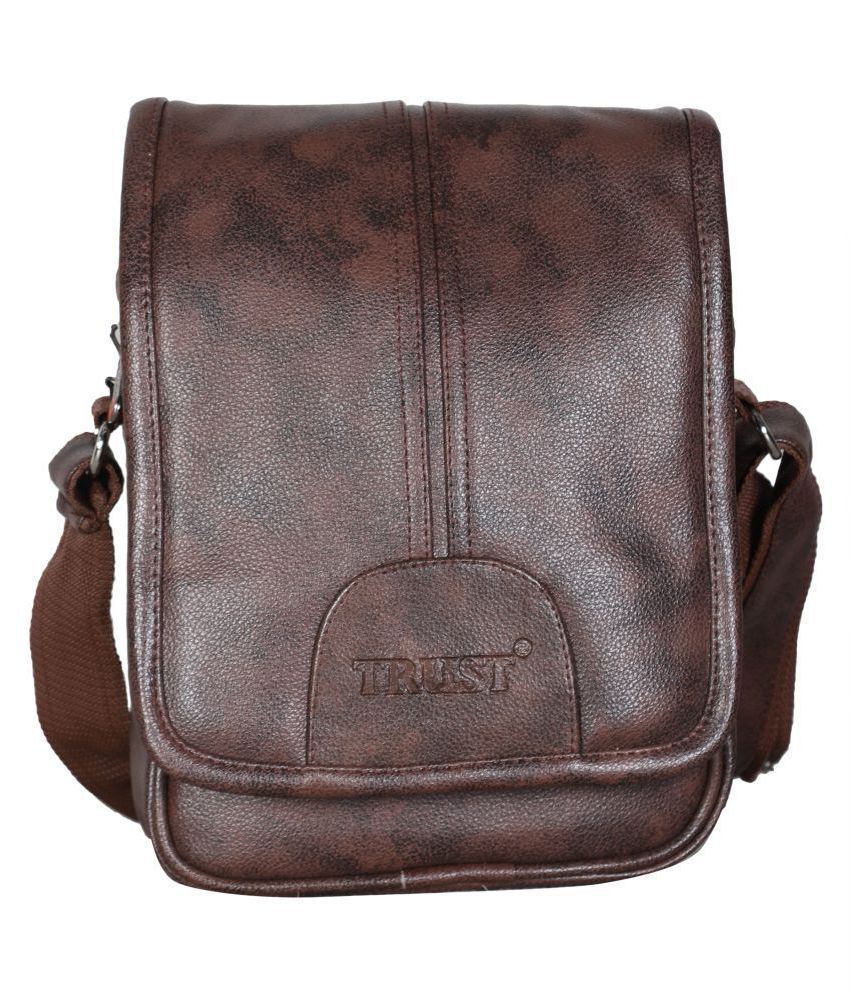     			Trust Brown P.U. Casual Messenger Bag