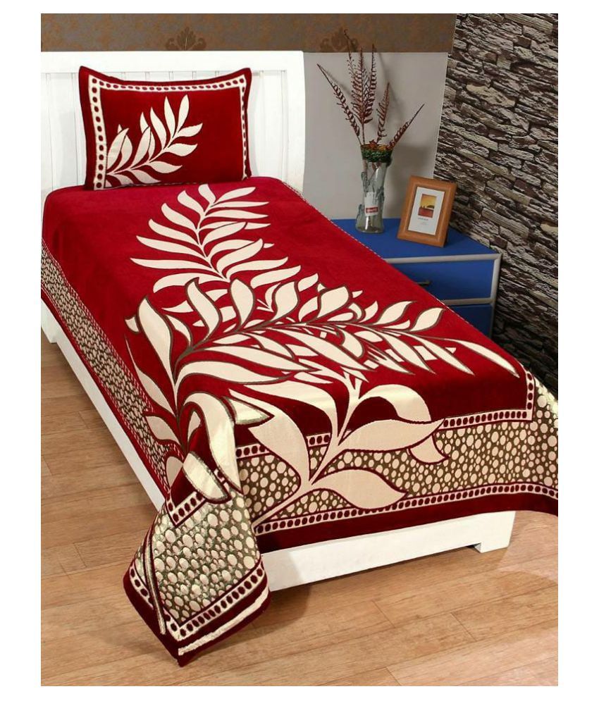 luvnoor handloom Chenille Single Bedsheet with 1 Pillow Cover Buy