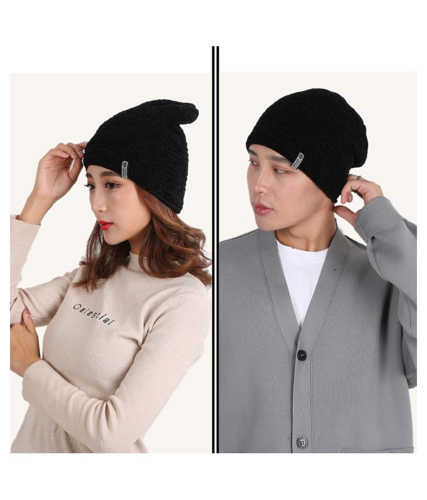     			Edifier Woollen Winter Cap for Men & Women (Pack of 2)