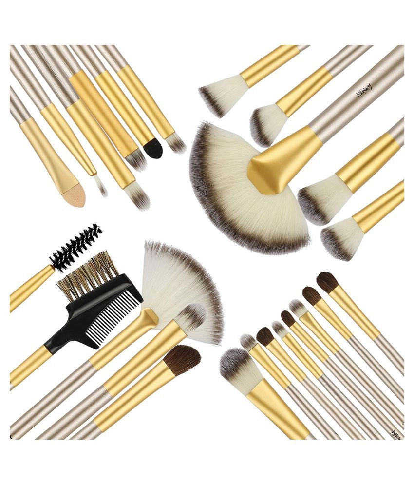 Foolzy Brush Book ! Makeup Brush Collection with Travel Case, Off White