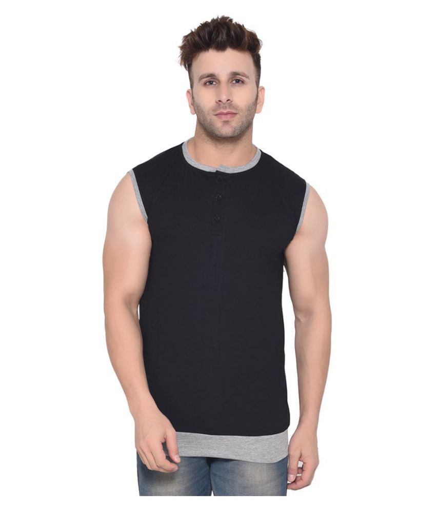     			Tfurnish Cotton Blend Black Solids T-Shirt