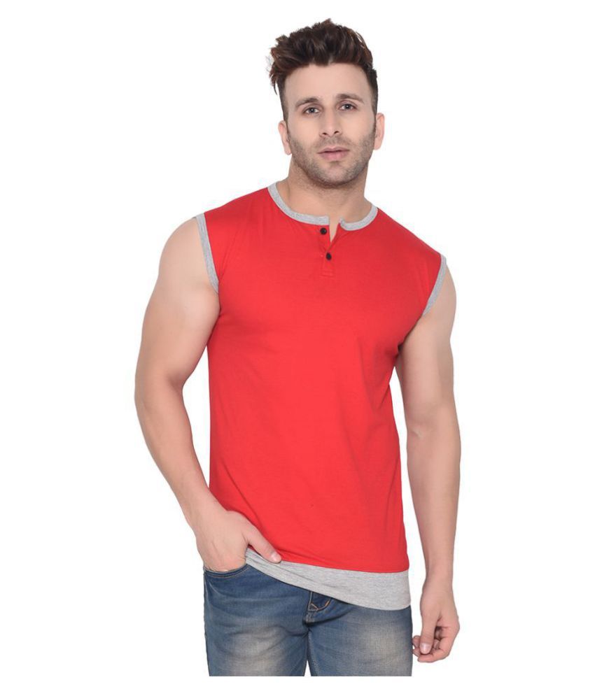     			Tfurnish Cotton Blend Red Solids T-Shirt