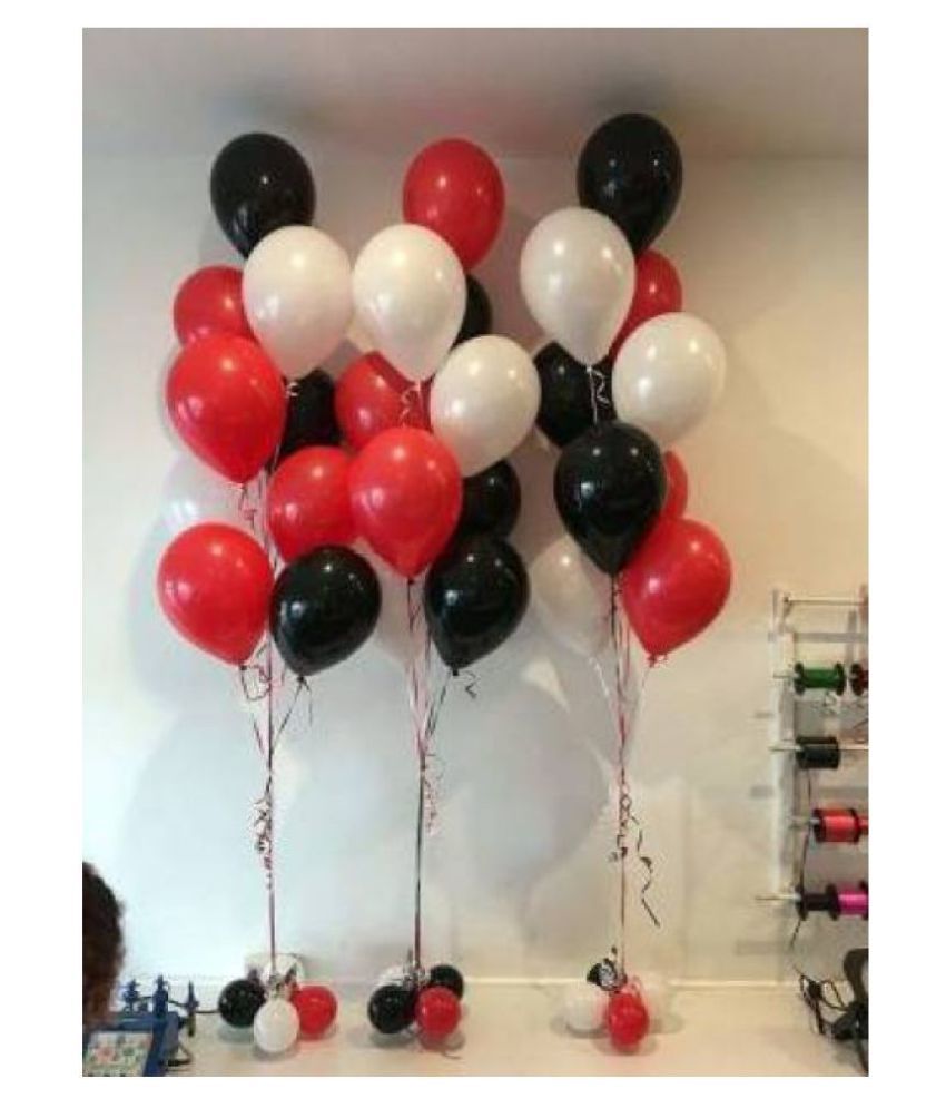     			GNGS Solid Anniversary Party Decoration Balloons (Red, White, Black) Pack of 50