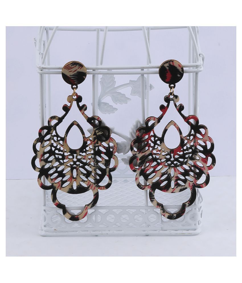     			SILVER SHINE Antique Natural  Wooden Dangler Earrings for Girls and Women.