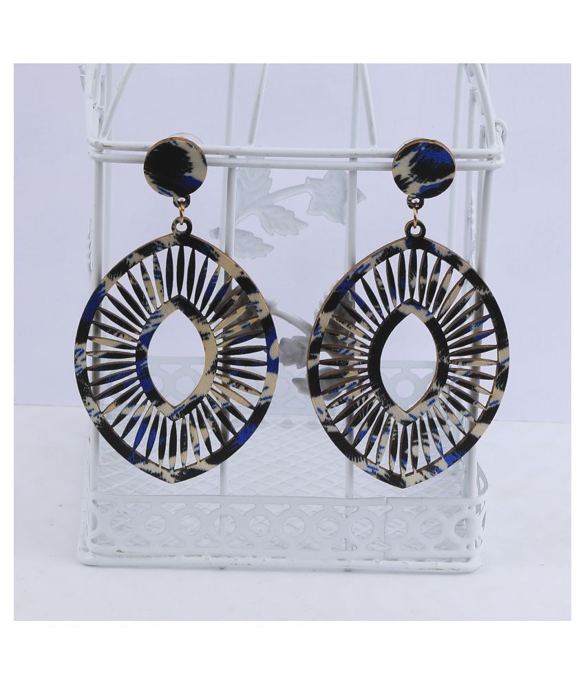     			SILVER SHINE Designer Dangler  Wooden Light Weight Earrings for Girls and Women.