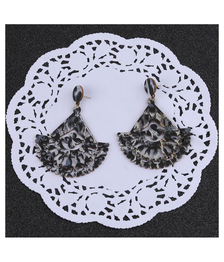     			SILVER SHINE Party Wear Dangler  Wooden Earrings For Girls and Women