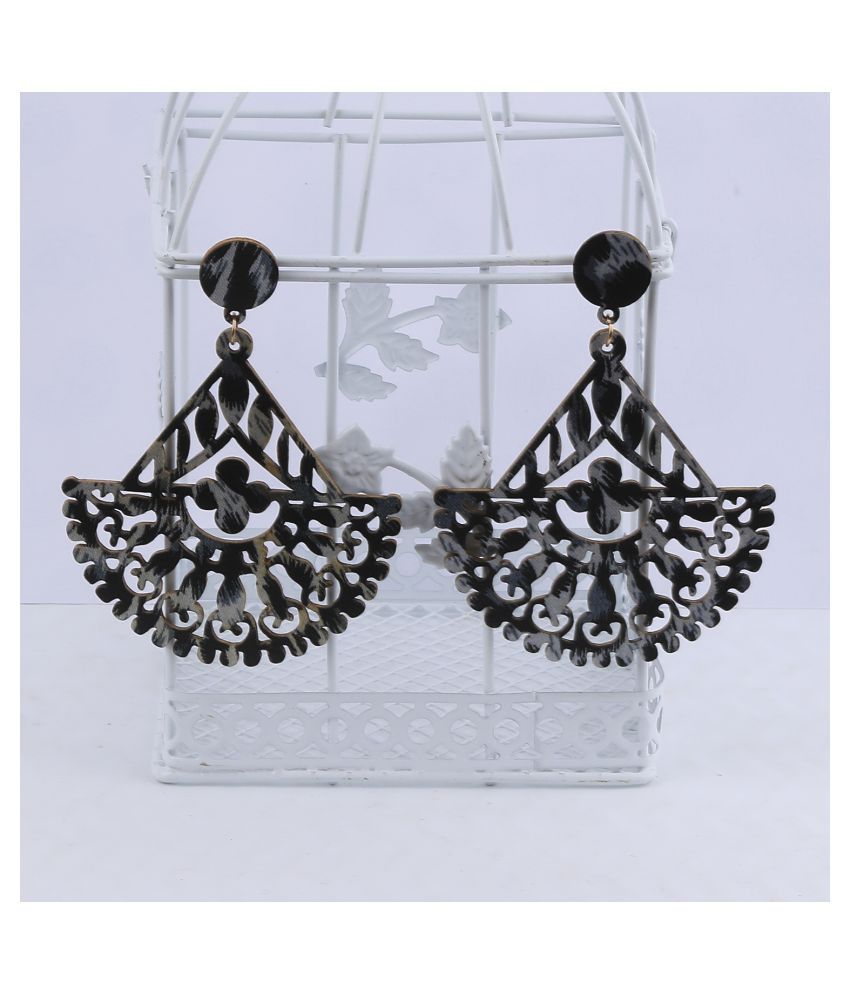     			SILVER SHINE Party Wear Dangler  Wooden Earrings For Girls and Women