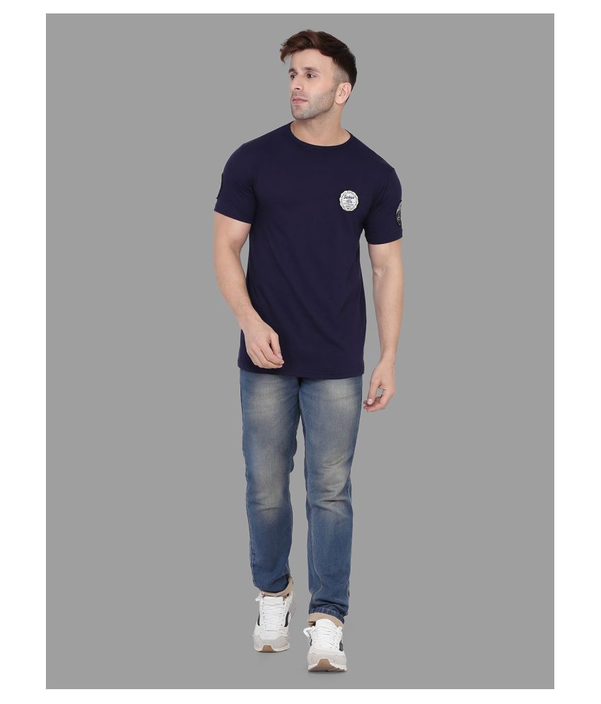     			Tfurnish Cotton Blend Navy Solids T-Shirt