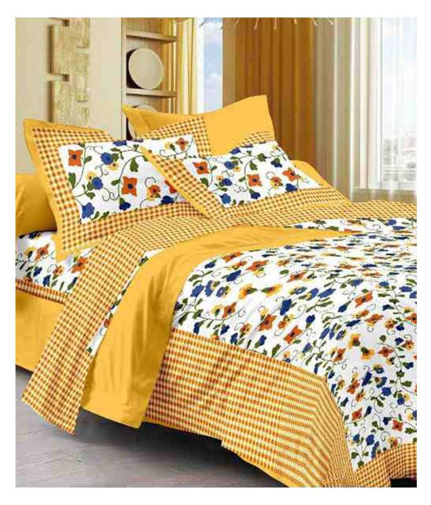     			HandiCave Cotton Double Bedsheet with 2 Pillow Covers ( 229 cm x 254 cm )