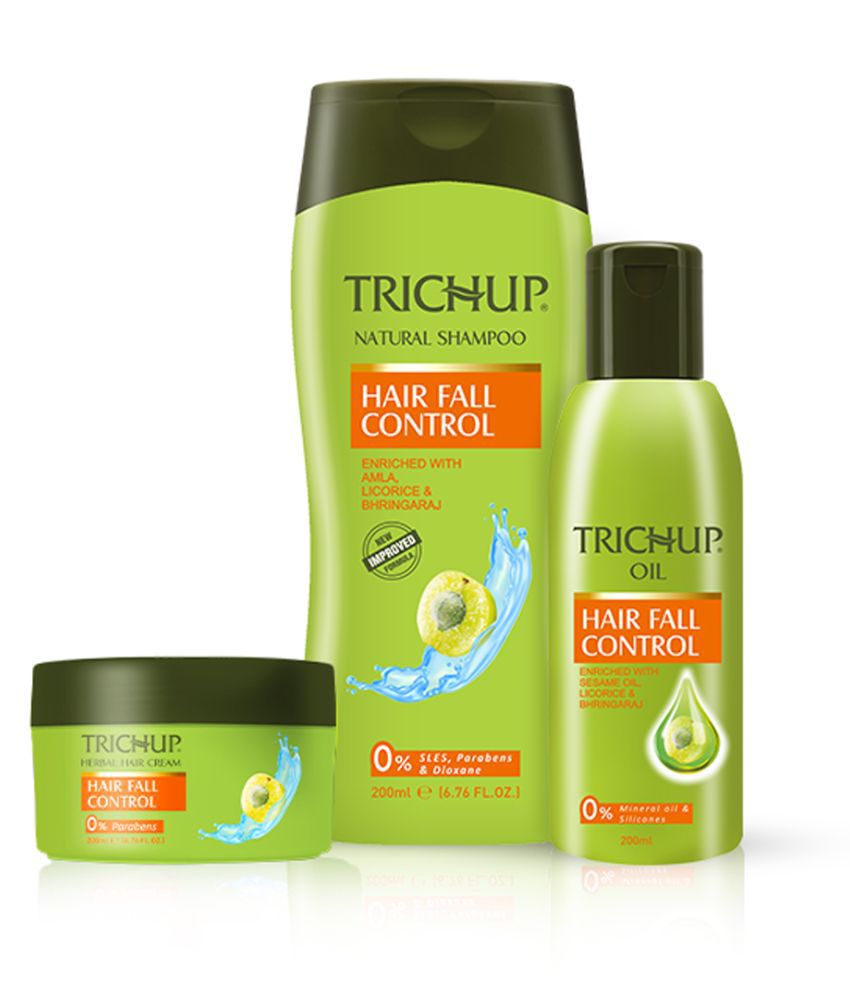     			Trichup Anti - Hair Loss Treatment Kit (Hair Fall Control Oil 200 mL, Hair Fall Control Shampoo 200 mL, Hair Fall Control Cream 200 mL) Pack of 3