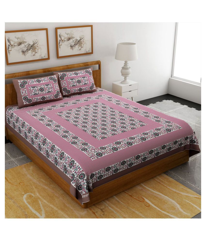     			Uniqchoice Cotton Double Bedsheet with 2 Pillow Covers