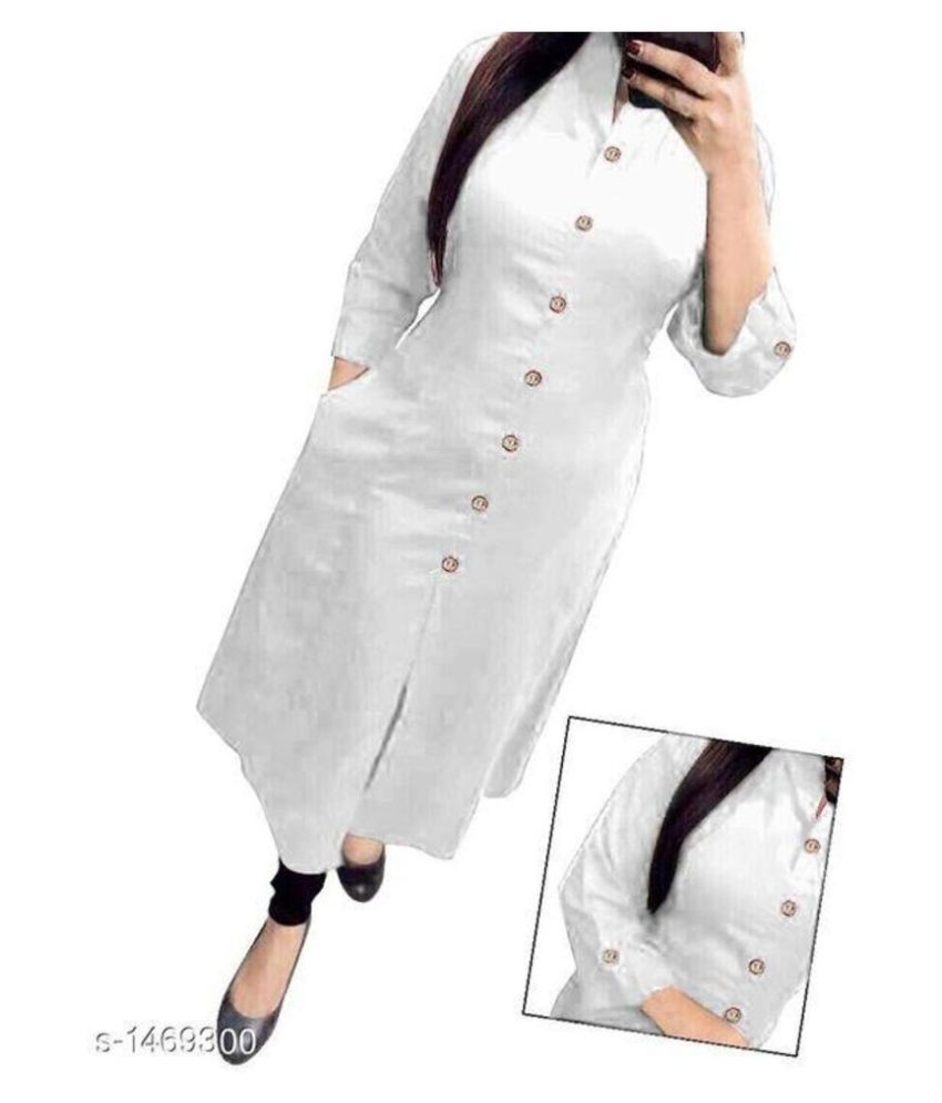 Urban Woman White Rayon A-line Kurti 