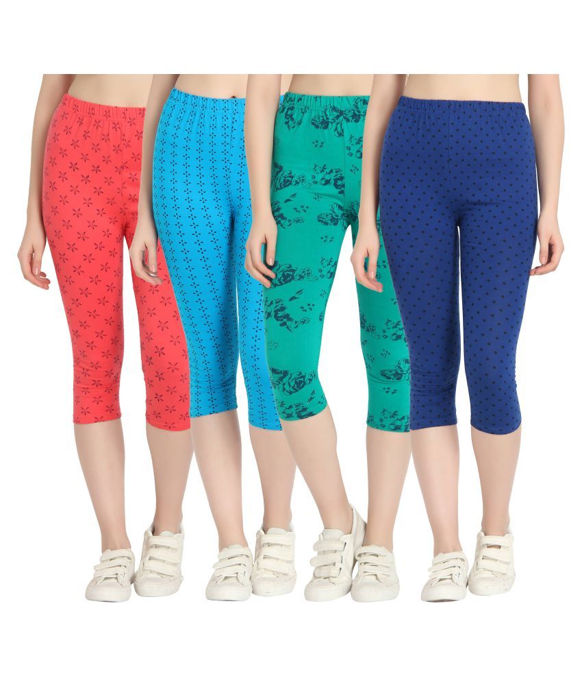     			Diaz Multi Color Cotton Lycra Printed Capri