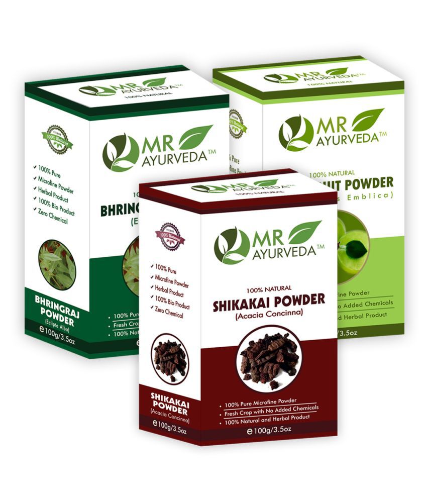     			MR Ayurveda 100% Herbal Shikakai, Bhringraj and Amla Powder Hair Scalp Treatment 300 g Pack of 3