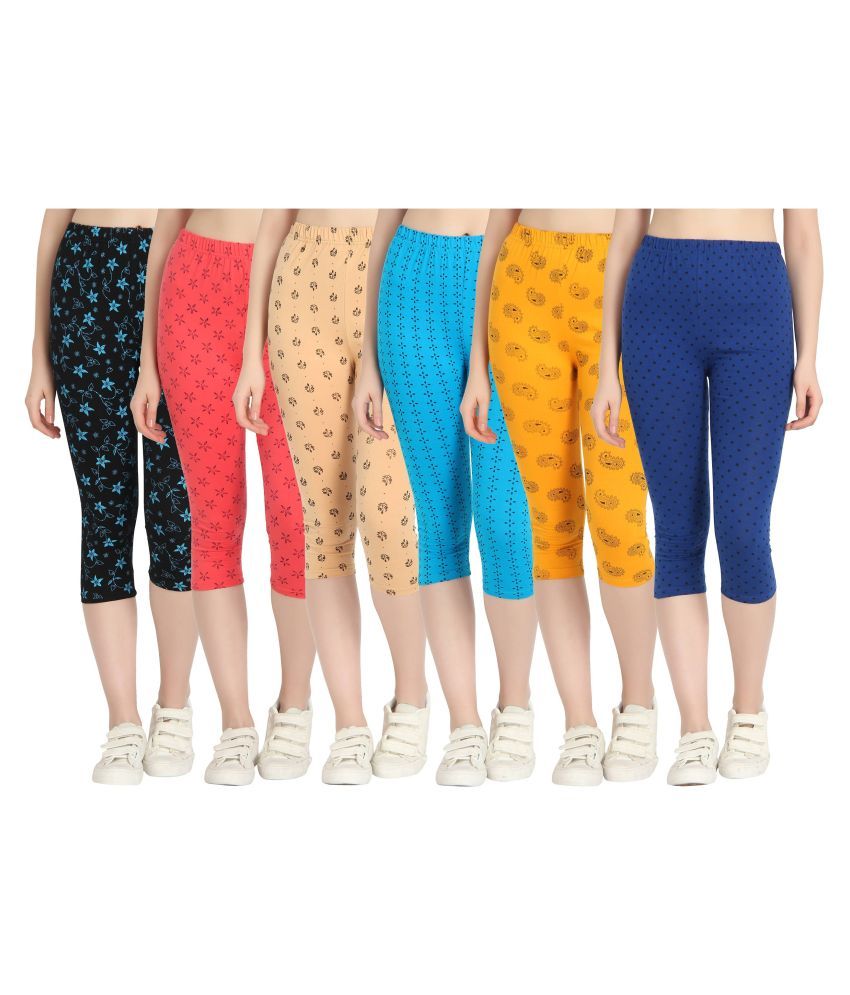     			Diaz Multi Color Cotton Lycra Printed Capri