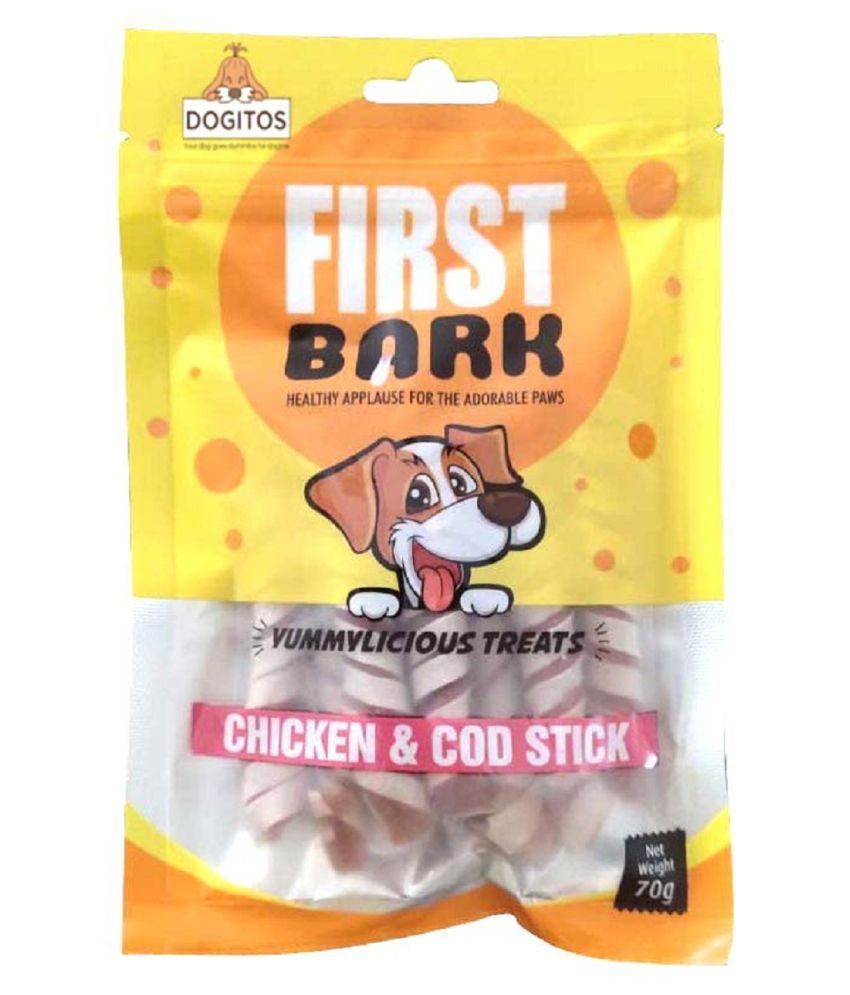 Dogitos First Bark Yummylicious Dog Treats 70G (Chicken & Cod Stick