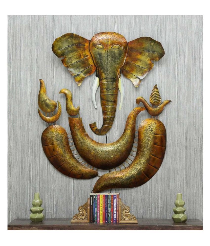 KAPTOWN Iron WALL DECOR GANESHA Designer Shape Decoratives