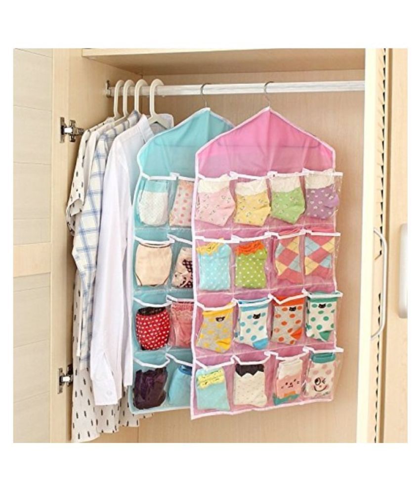 Everbuy 3pcs 16pockets Wardrobe Mount Bag Hanging Wall Pocket
