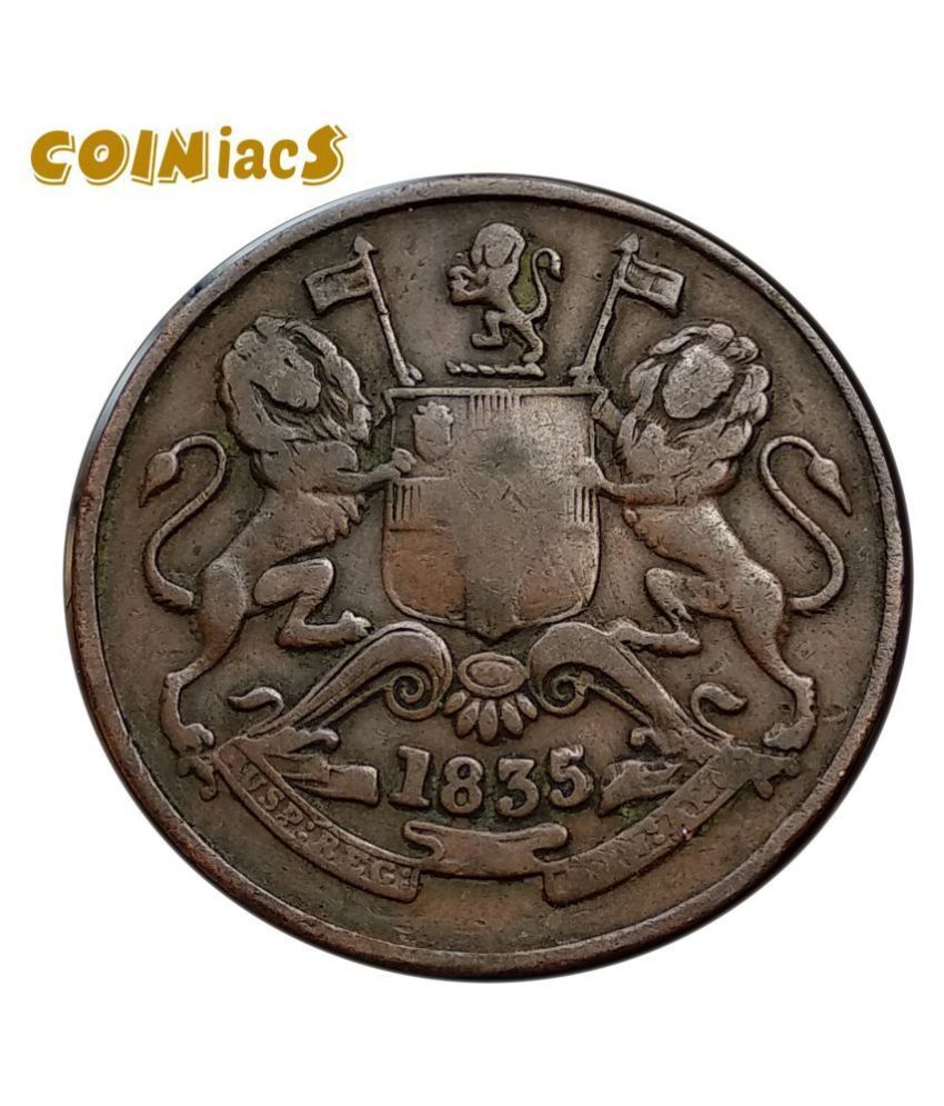     			Scarce Half Anna - East India Company 1835, British India Copper Coin, Good Collectible Grade, 100% Authenticty Assurance - COINIACS