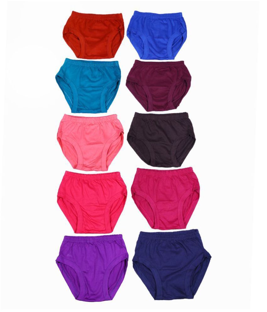 1ly Garments, Girls Plain Brief / Panties in Multicolored, Pack of 10