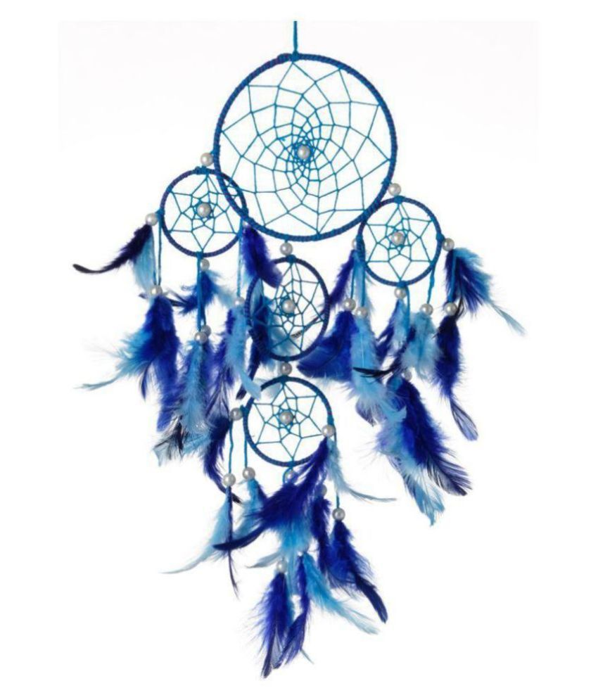     			JSK ART  Dream Catcher ~ Blue 4 Tier ~ Handmade Feather Blue Dream Catcher - Pack of 1 ( 40 X 1 cms )