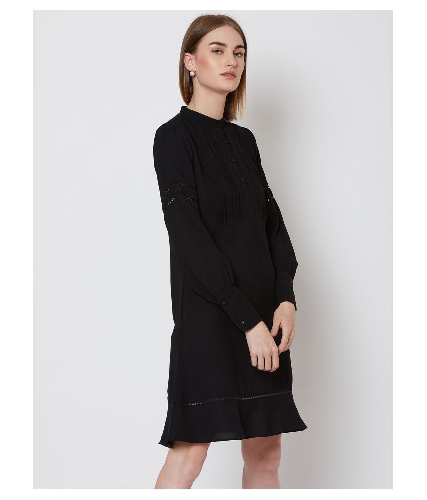 Nun Polyester Black Fit And Flare Dress - Buy Nun Polyester Black Fit ...