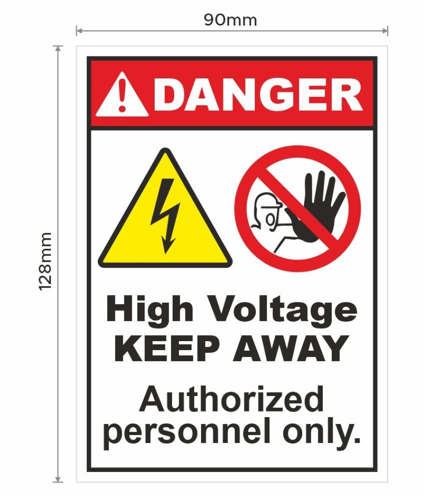 16 cm x 13 cm HIGH VOLTAGE WARNING SIGN VINYL STICKER