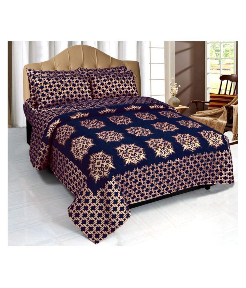AM TEXTILES Velvet Double Bedsheet with 2 Pillow Covers Buy AM