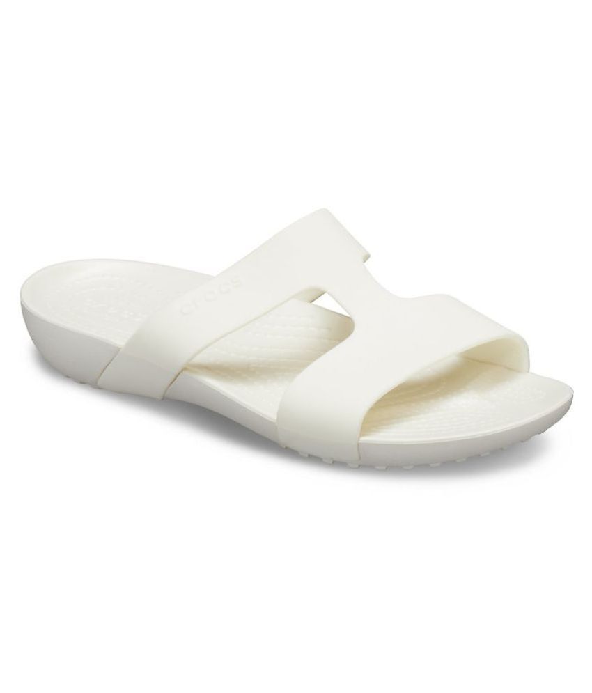 crocs white slides