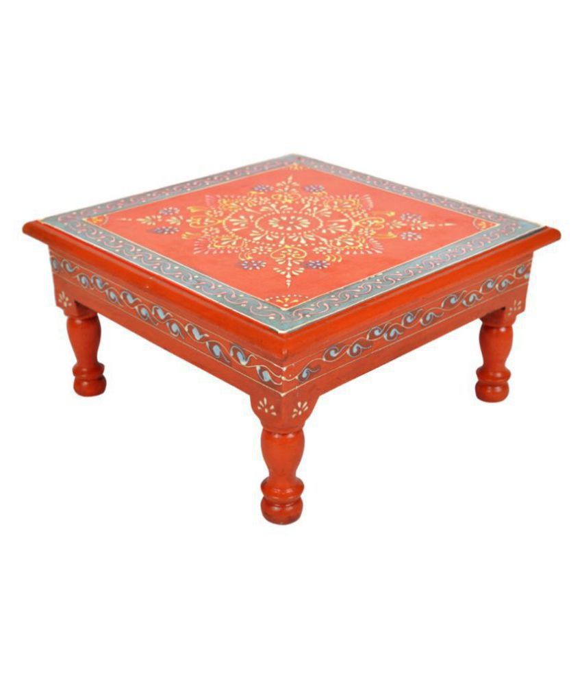 Lalhaveli Home Decorative Wooden Bajot Table & Puja Chowki 11 X 11 X 5.5 Inch