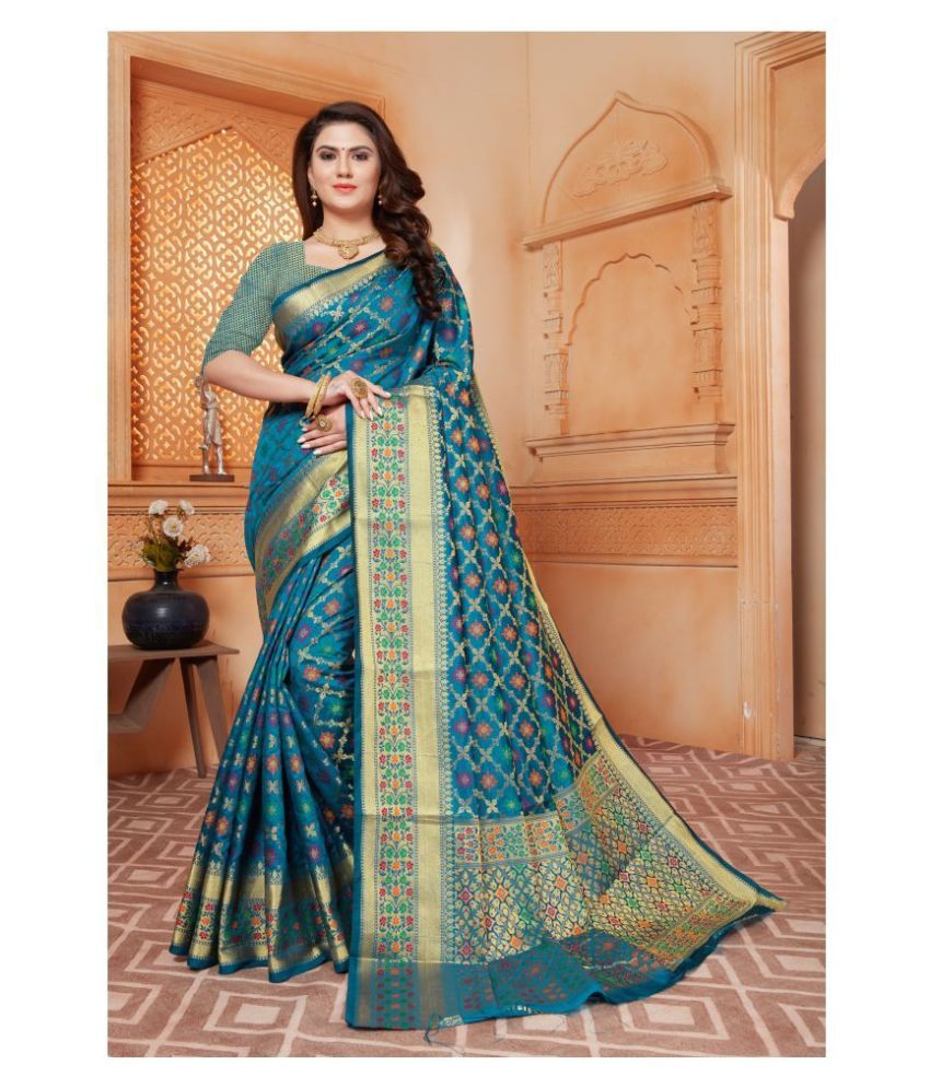 Darshita International Blue Silk Saree - Buy Darshita International