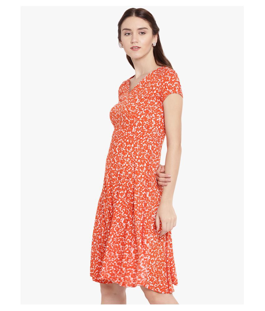 Abiti Bella Rayon Orange A- line Dress - Buy Abiti Bella Rayon Orange A ...
