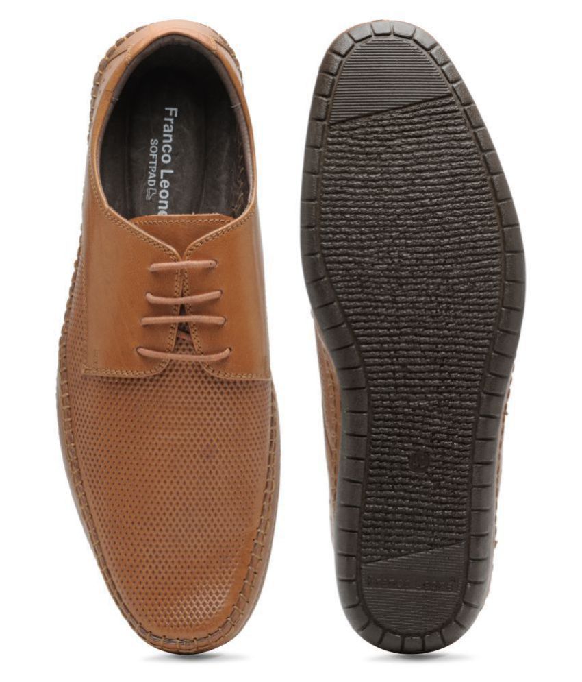 franco leone tan derby shoes