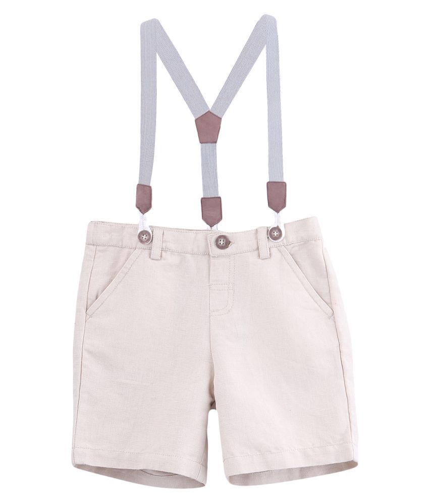 Beige Bermuda Shorts With Suspenders Beige 6-9M